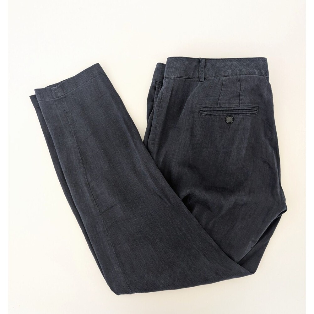 Vince Pants Women’s 8 Navy Blue Linen Mid-Rise Casual Dress Tapered Trousers